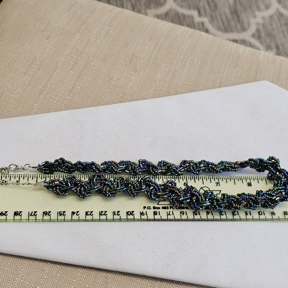 SET! 925 Teardrop Earrings, Braided Beaded Necklace, & Hematite Bracelet SET! - Picture 9 of 15